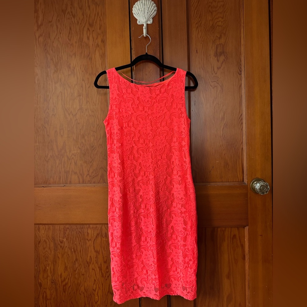 VILA Sleeveless flamingo coral lace dress Medium BNWOT